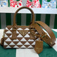 Prada Symbole Embroidered Jacquard Fabric Top-handle Bag