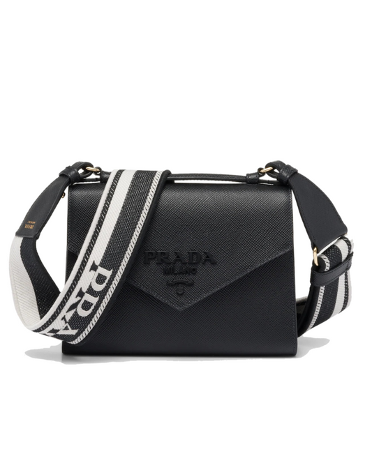 Prada Monochrome Saffiano And Leather Bag