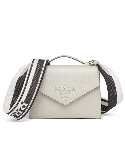 Prada Monochrome Saffiano And Leather Bag