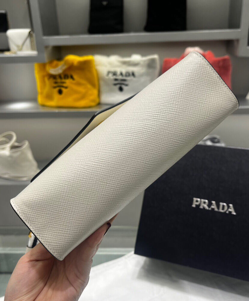 Prada Monochrome Saffiano And Leather Bag