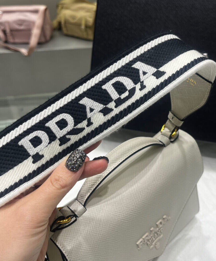 Prada Monochrome Saffiano And Leather Bag