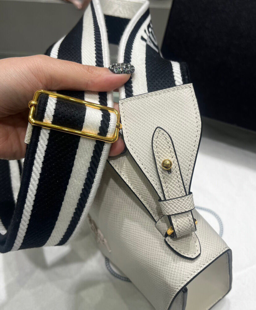 Prada Monochrome Saffiano And Leather Bag