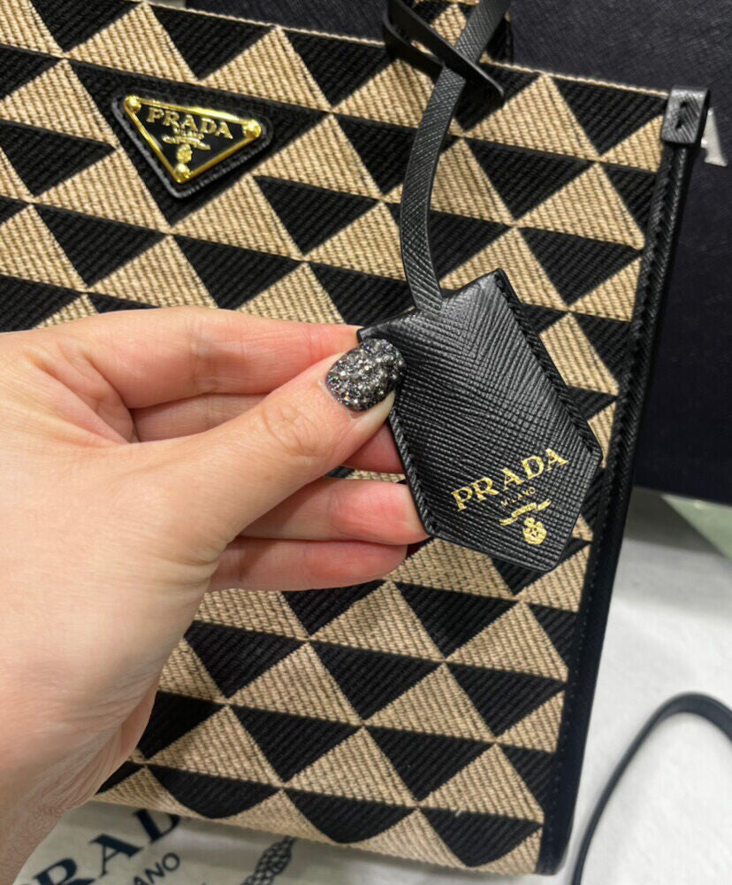 Small Prada Symbole Jacquard Fabric Handbag