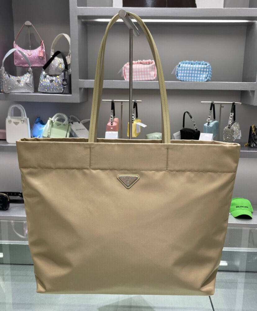 Re-Nylon And Saffiano Leather Tote Bag