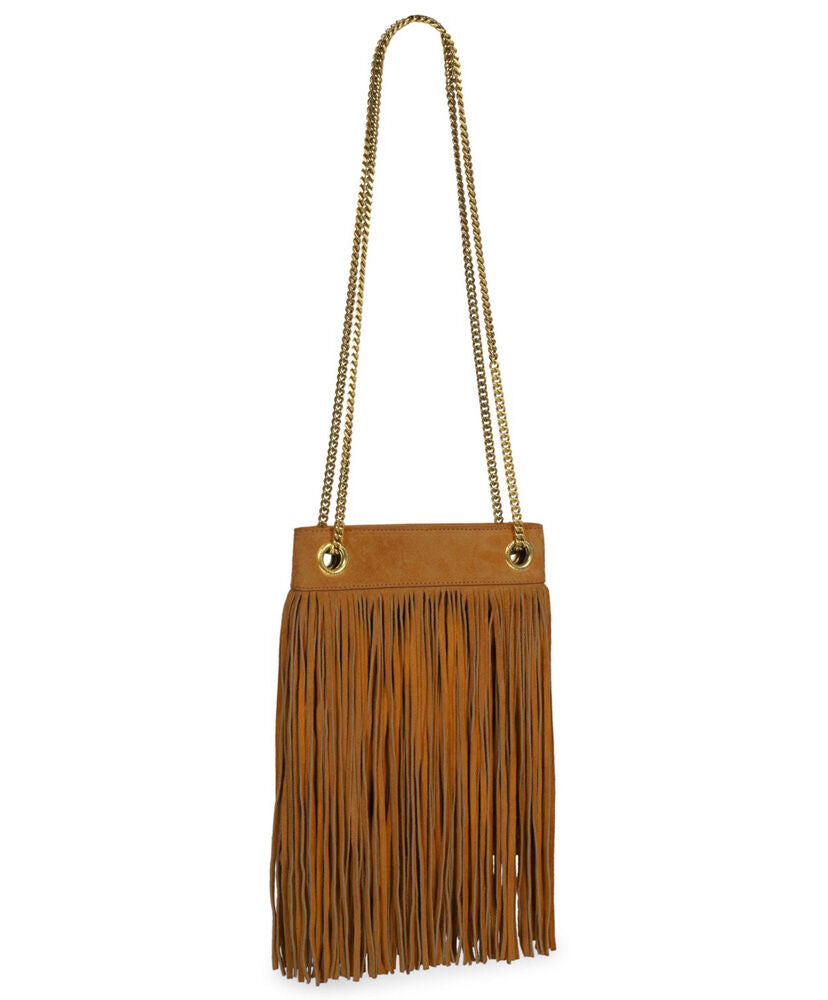 Grace fringed Leather-Trimmed Suede Shoulder Bag