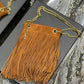 Grace fringed Leather-Trimmed Suede Shoulder Bag