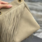 Grace fringed Leather-Trimmed Suede Shoulder Bag