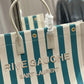 Rive Gauche Tote Bag In Striped Canvas And Smooth Leather