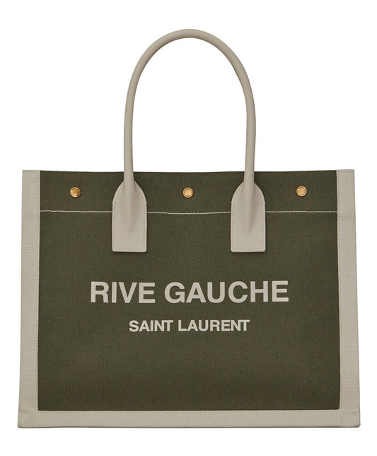 Rive Gauche Leather-Trimmed Printed Canvas Tote