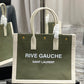 Rive Gauche Leather-Trimmed Printed Canvas Tote