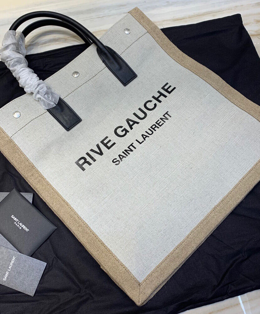 Rive Gauche N/S Shopping Bag In Linen And Cotton