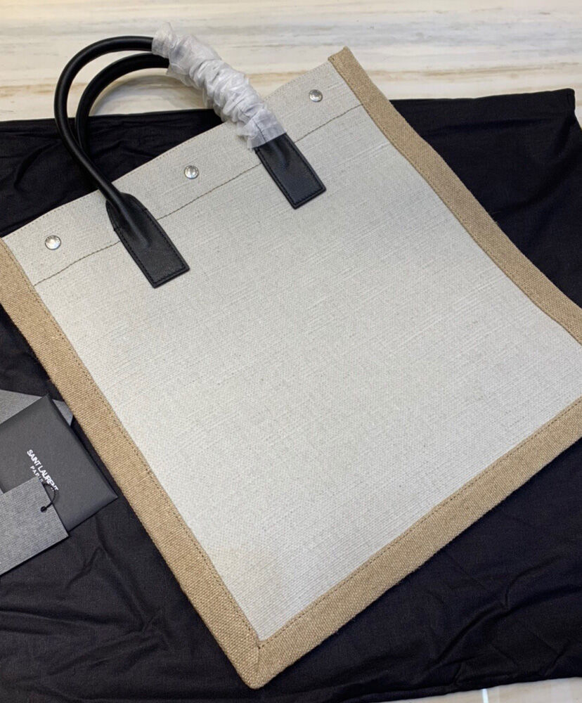 Rive Gauche N/S Shopping Bag In Linen And Cotton