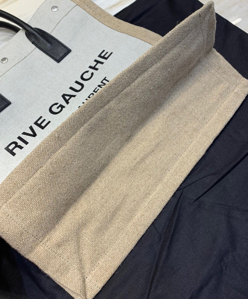 Rive Gauche N/S Shopping Bag In Linen And Cotton