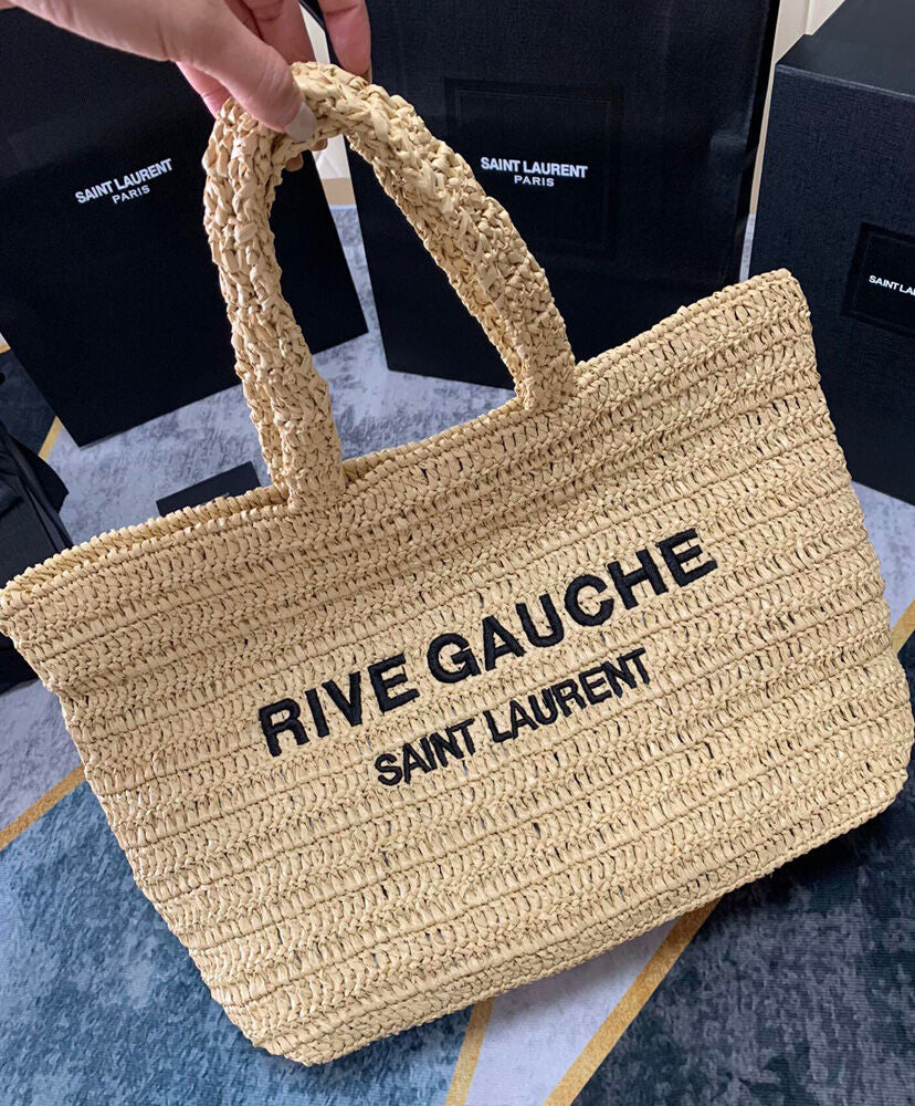 Rive Gauche Raffia-effect Tote Bag