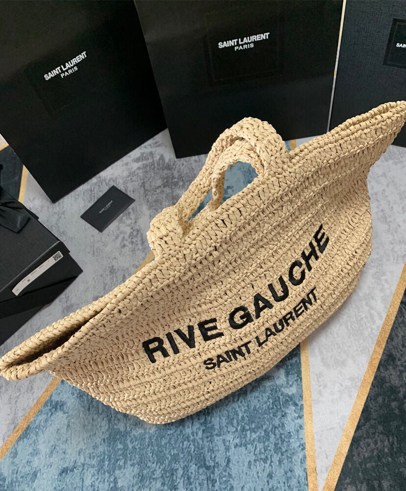 Rive Gauche Raffia-effect Tote Bag