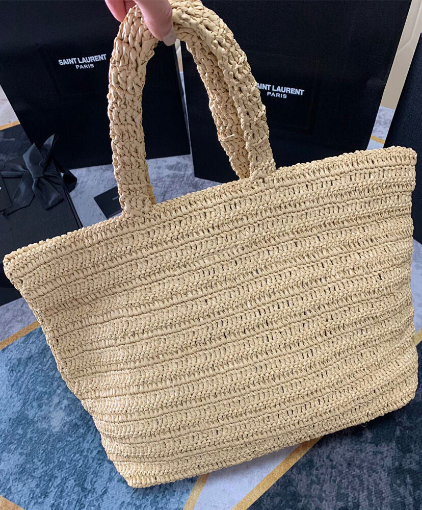 Rive Gauche Raffia-effect Tote Bag