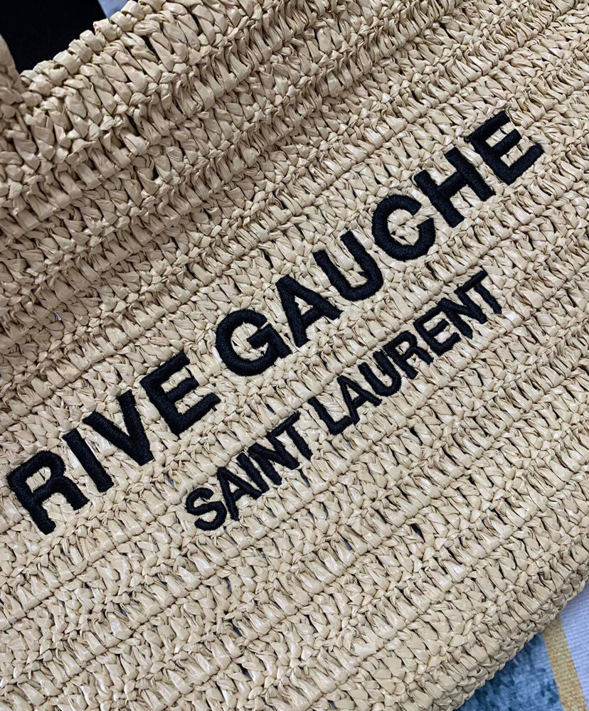 Rive Gauche Raffia-effect Tote Bag