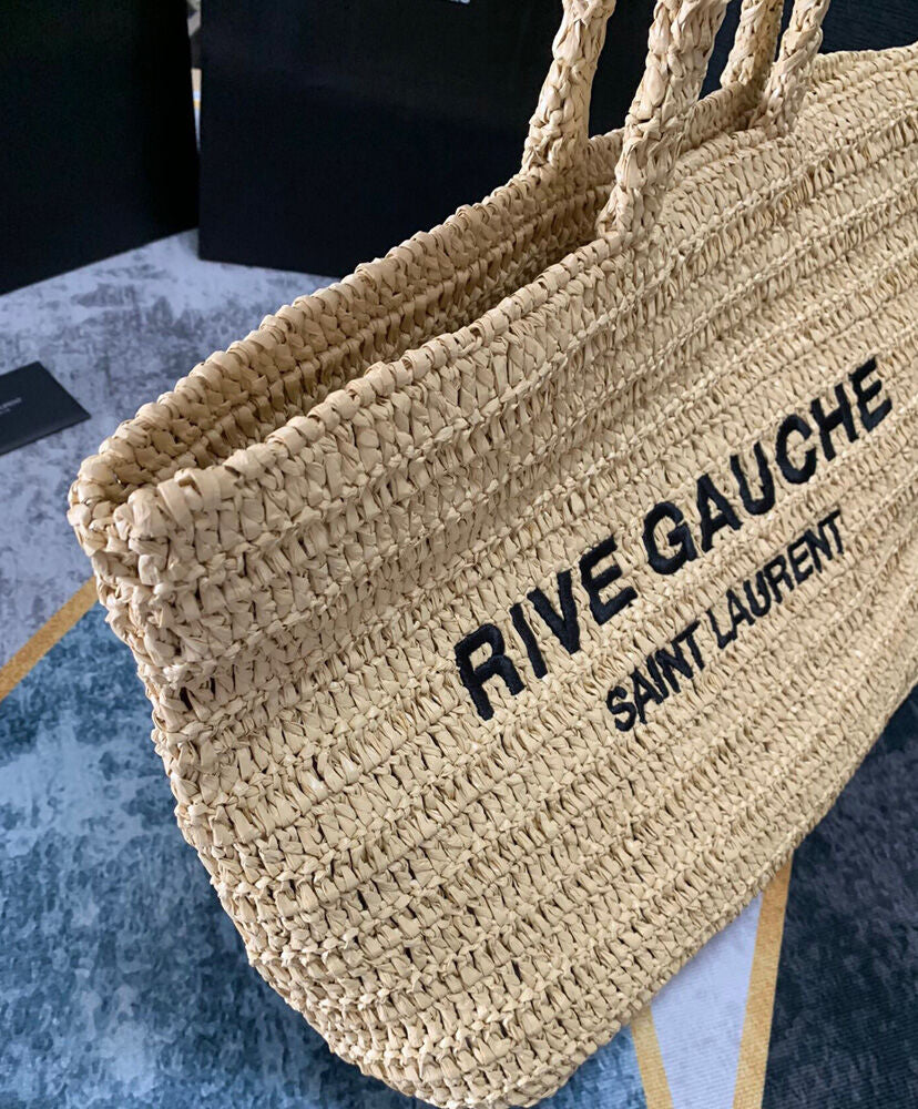 Saint Laurent Rive Gauche Raffia-effect Tote Bag