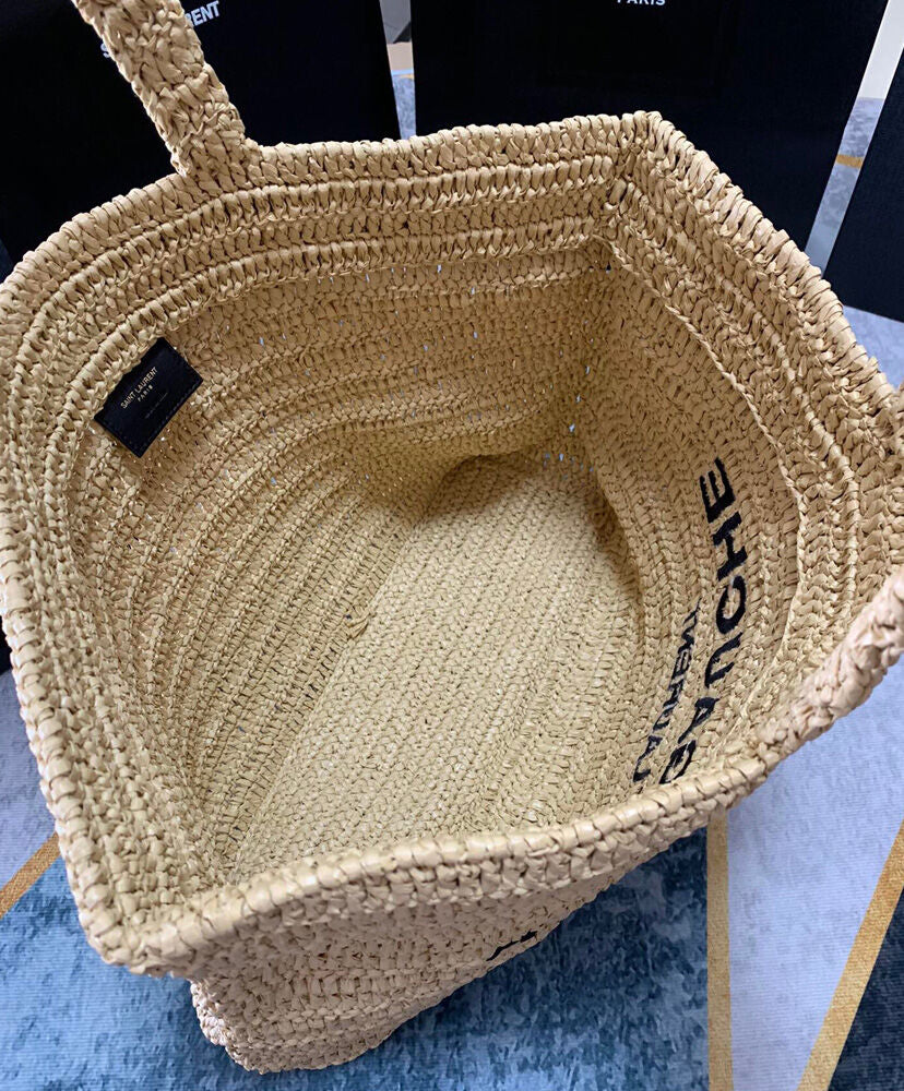 Rive Gauche Raffia-effect Tote Bag