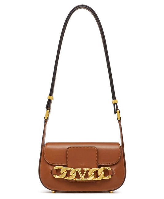 VLogo Chain Small Laminated Nappa Shoulder Bag