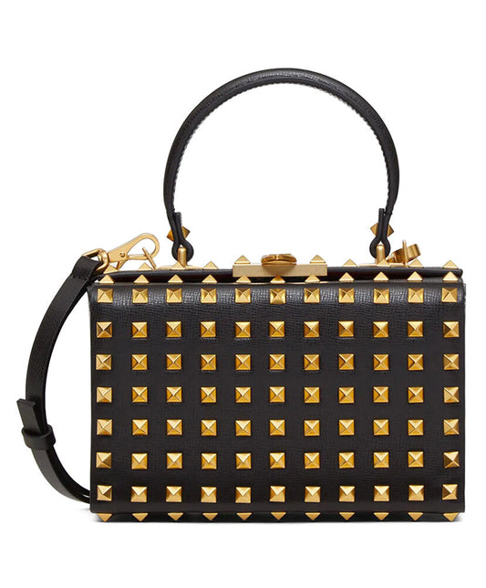 Rockstud Alcove Grainy Calfskin Box Bag With All-over Studs