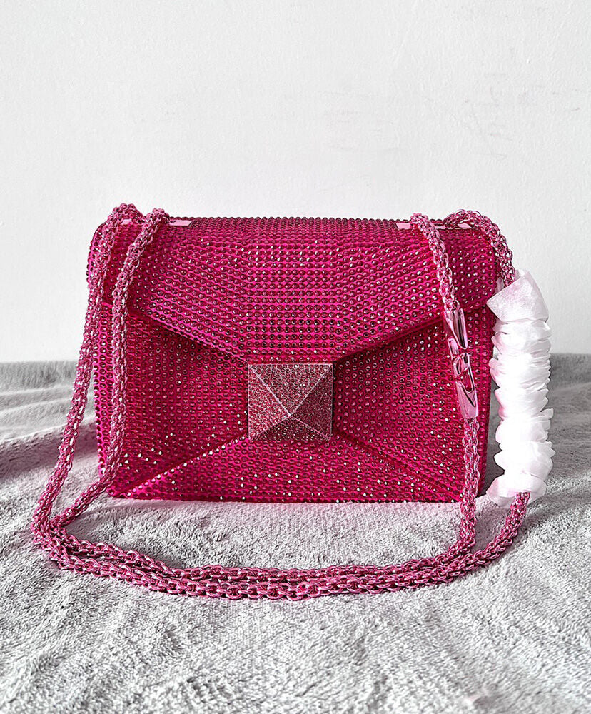 ONE STUD SMALL BAG WITH CHAIN AND RHINESTONE EMBROIDERY