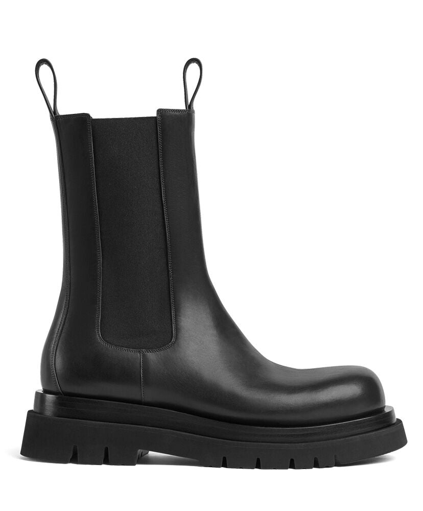 Lug Rubber-Trimmed Leather Chelsea Boots