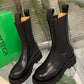 Lug Rubber-Trimmed Leather Chelsea Boots