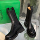 Lug Rubber-Trimmed Leather Chelsea Boots