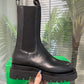 Lug Rubber-Trimmed Leather Chelsea Boots