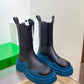 Tire Rubber-trimmed Leather Chelsea Boots