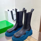 Tire Rubber-trimmed Leather Chelsea Boots