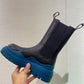 Tire Rubber-trimmed Leather Chelsea Boots