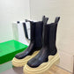 Tire Rubber-trimmed Leather Chelsea Boots