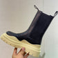 Tire Rubber-trimmed Leather Chelsea Boots