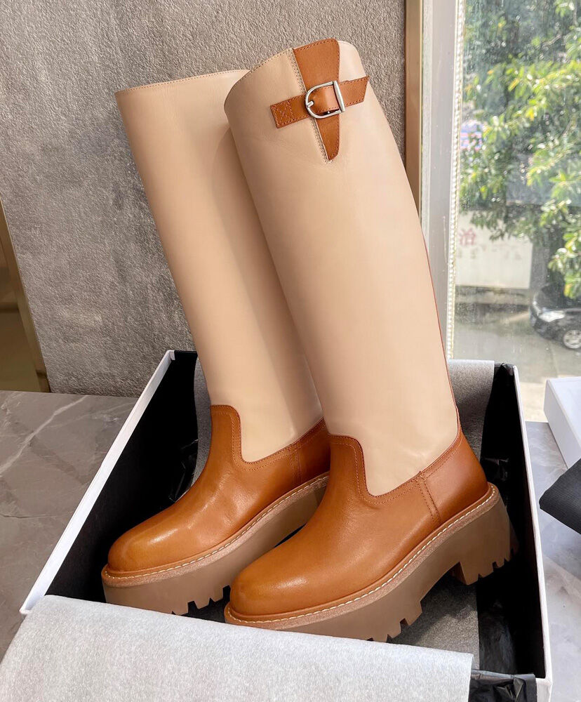 Celine Buckled High Boot In Calfskin