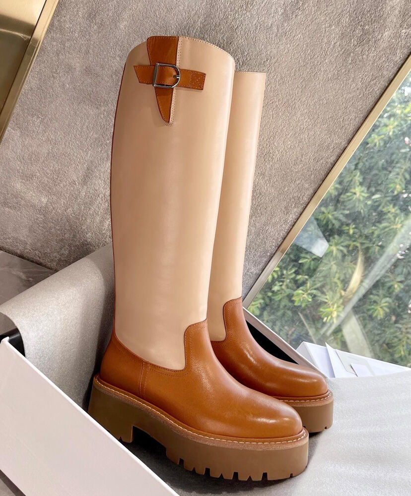 Celine Buckled High Boot In Calfskin