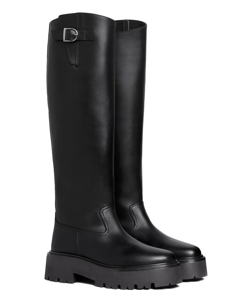 Celine Buckled High Boot In Calfskin