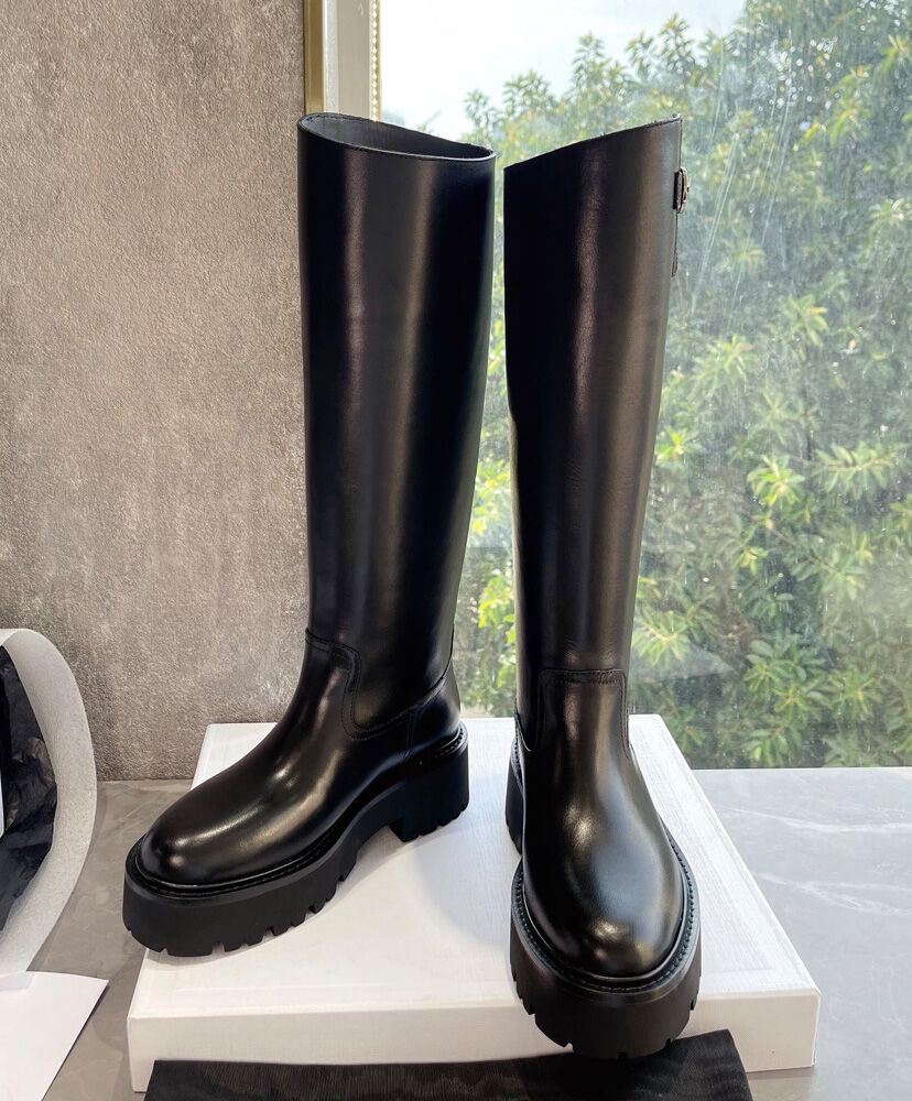 Celine Buckled High Boot In Calfskin