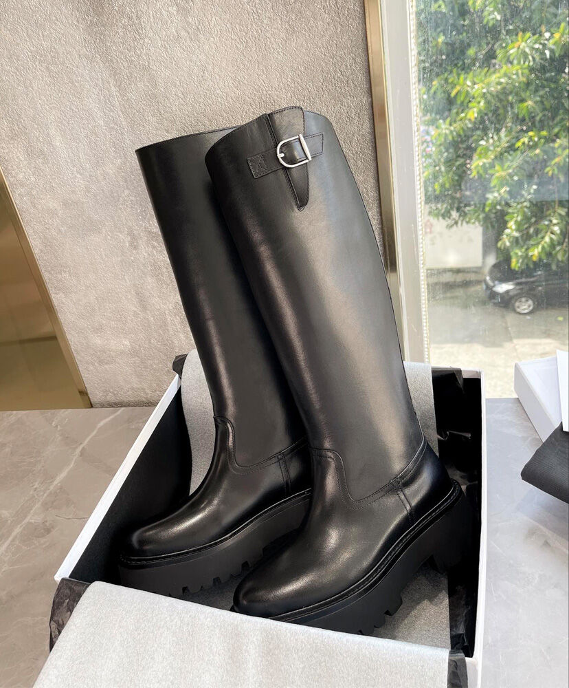 Celine Buckled High Boot In Calfskin