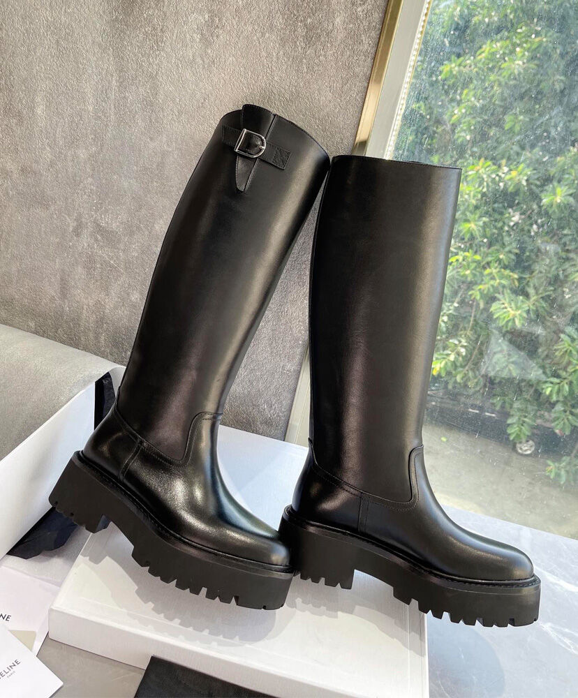 Celine Buckled High Boot In Calfskin