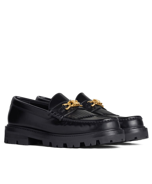 Celine Margaret Loafer With Triomphe Chain In Polished Bull