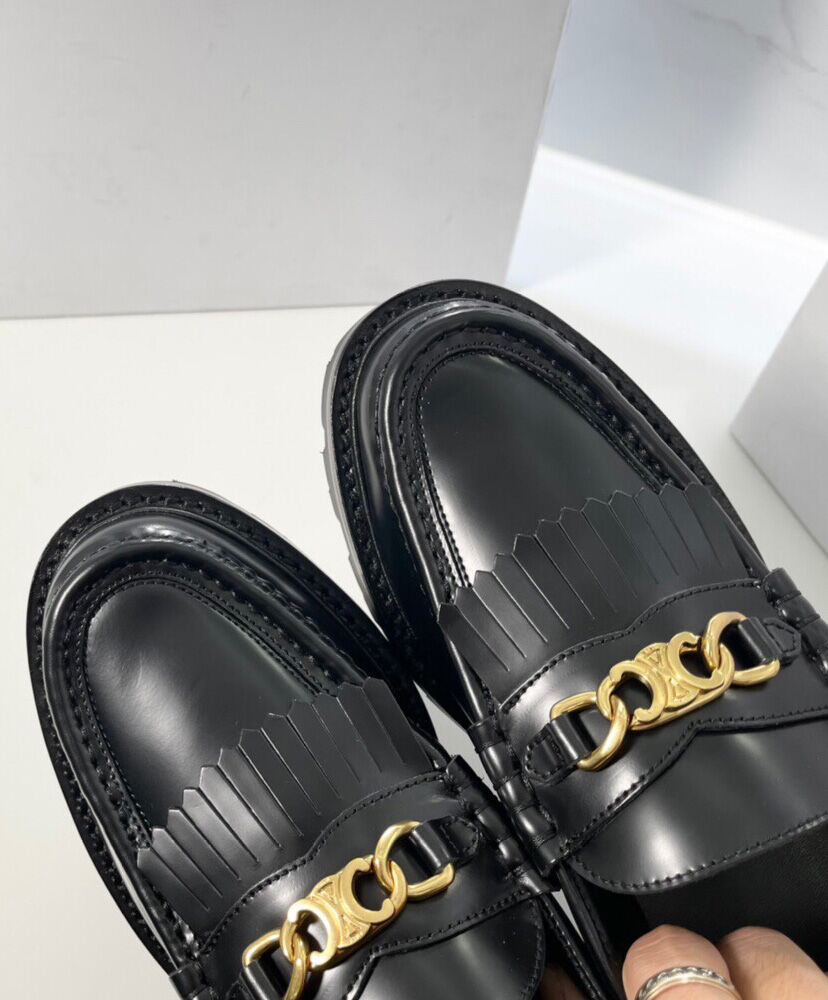 Celine Margaret Loafer With Triomphe Chain In Polished Bull