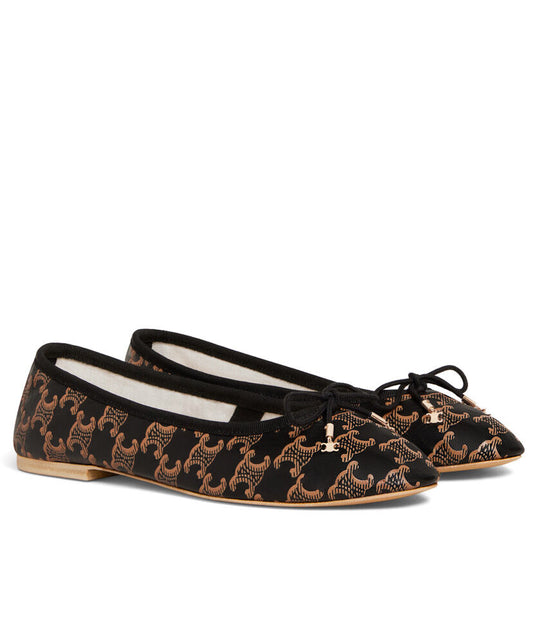 Les Ballerines Celine Ballerina With Laces In Triomphe Printed Lambskin