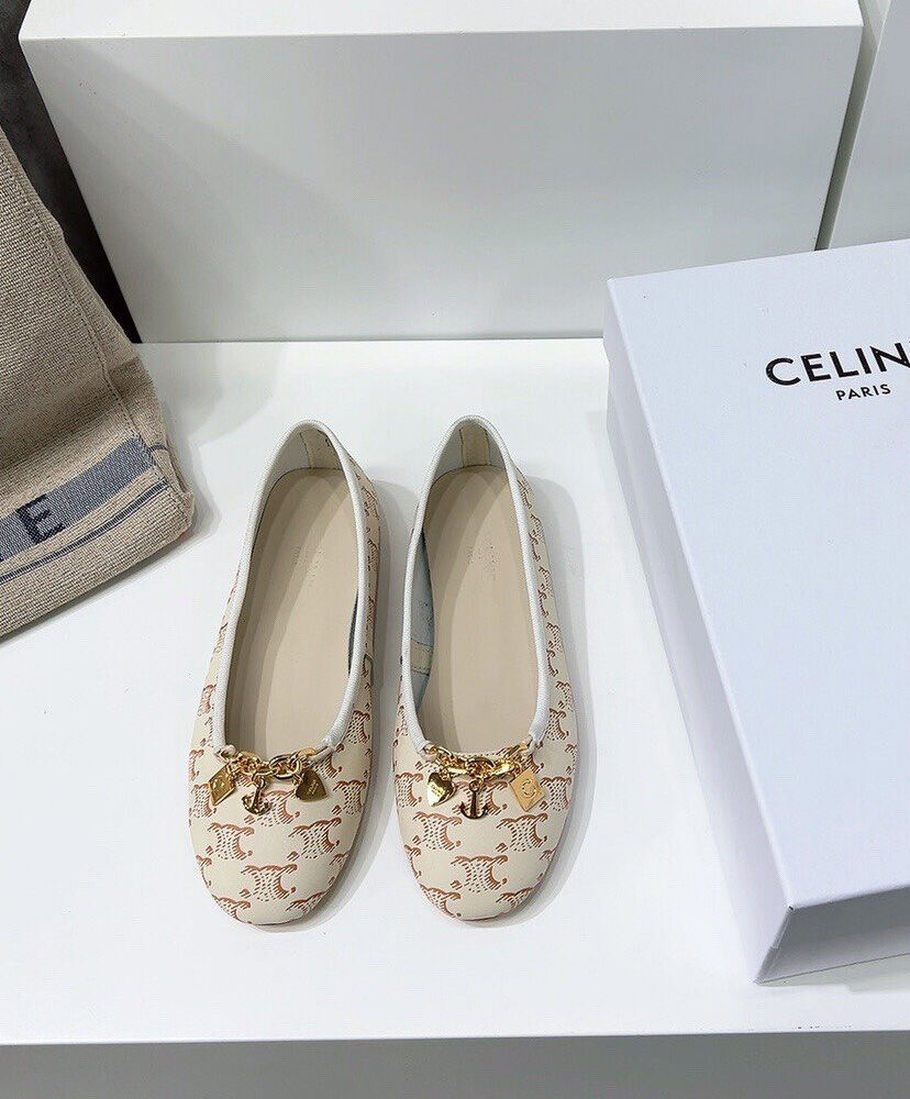 Les Ballerines Celine Ballerina With Charms In Triomphe Printed Lambskin