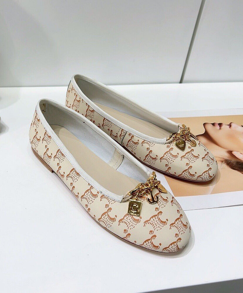 Les Ballerines Celine Ballerina With Charms In Triomphe Printed Lambskin