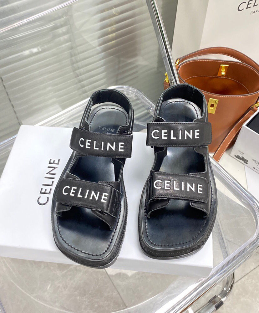 Celine Leo Scratch Sandal In Calfskin