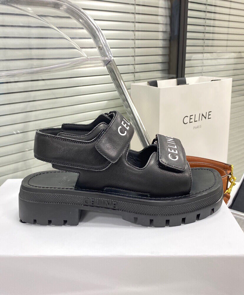 Celine Leo Scratch Sandal In Calfskin