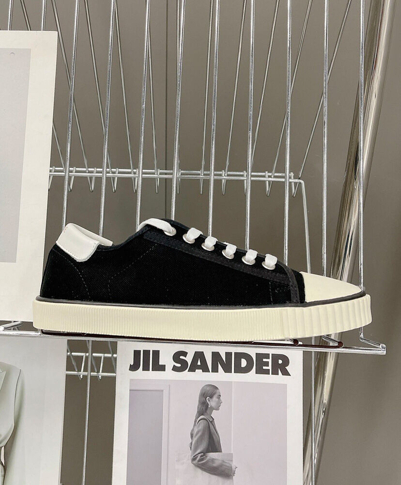 Celine Blank Low Lace Up Sneaker With Toe Cap In Canvas And Calfskin