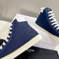 Celine Blank Mid Lace Up Sneaker With Toe Cap In Canvas And Calfskin